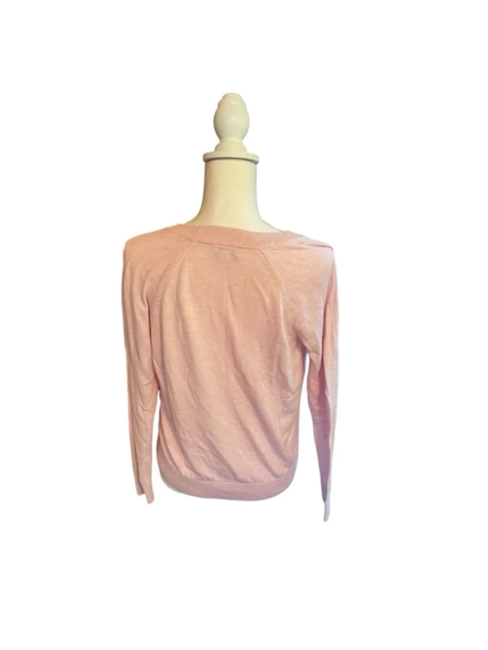 J Jill Organic Cotton Blend V-Neck Cardigan Women's Small Light Pink Button Up